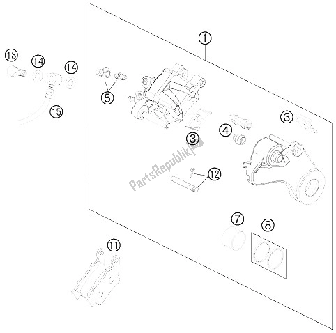 All parts for the Brake Caliper Rear of the KTM 990 Super Duke Black France 2011