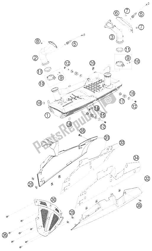 Tutte le parti per il Impianto Di Scarico del KTM 1190 RC 8 White Japan 2008