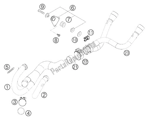 Tutte le parti per il Scarico Tubi 640 Mq del KTM 625 SMC USA 2005