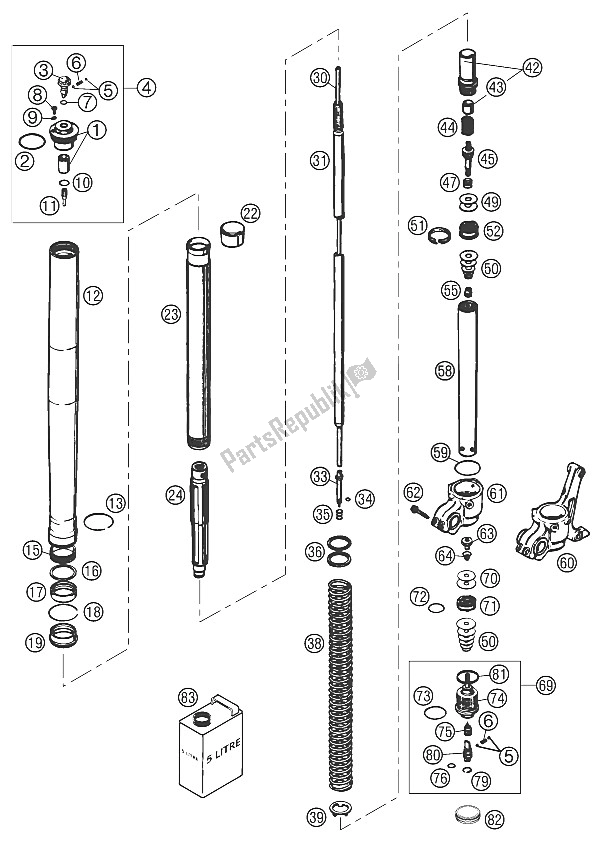 Toutes les pièces pour le Jambe De Fourche Wp Usd43 Racing 2002 du KTM 250 EXC Racing Australia 2002