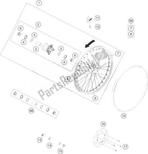 Tutte le parti per il Ruota Anteriore del KTM Freeride E SX Europe 0 2014
