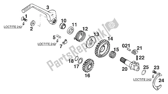 Todas as partes de Kickstarter 250 / 300'92 do KTM 250 EGS M ö 12 KW Europe 730070 1997