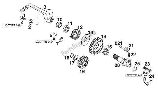All parts for the Kickstarter 250/300'92 of the KTM 300 EXC M O 13 LT USA 1997