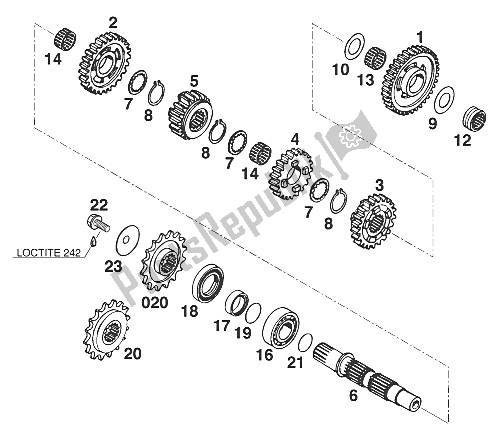 All parts for the Gearbox Ii Lc4 '97 of the KTM 400 EGS E 29 KW 11 LT Blau Europe 1997