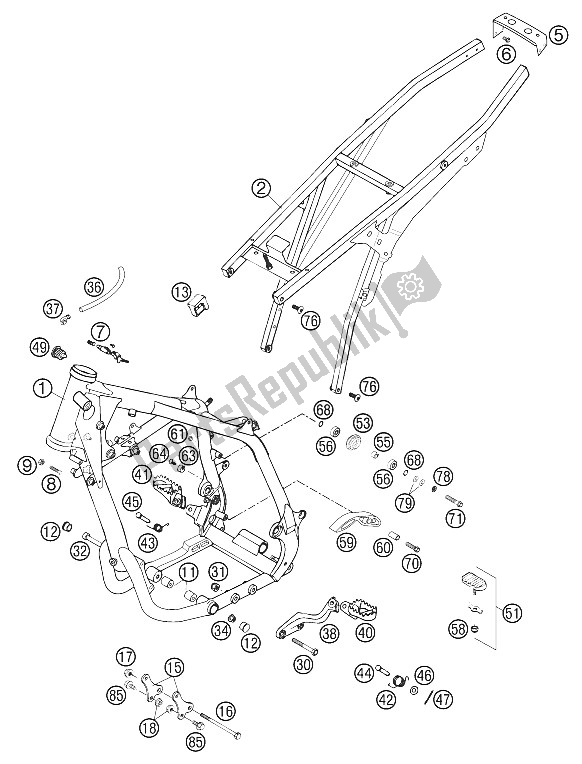 All parts for the Frame Sub Frame 625 Sc, Sc Sm of the KTM 625 SC Super Moto Europe 2002