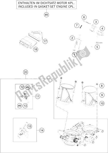 All parts for the Throttle Body of the KTM 1290 Super Duke GT Grey ABS 16 Australia 2016