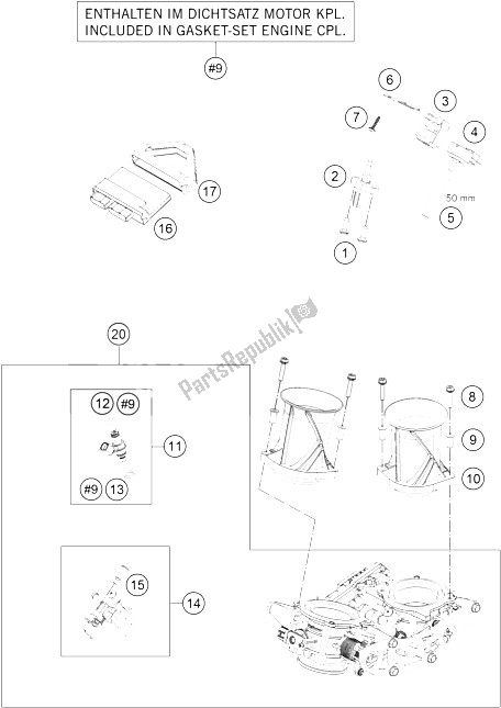 All parts for the Throttle Body of the KTM 1290 Superduke R Orange ABS 16 Australia 2016