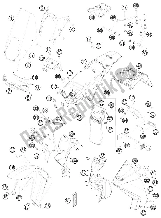 Toutes les pièces pour le Masque, Ailes du KTM 990 Adventure S USA 2008