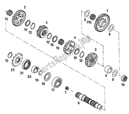 Todas as partes de Caixa De Velocidades Ii 440/500/550 '95 do KTM 440 E XC Marz öHL USA 1995