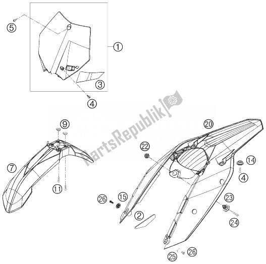 Todas las partes para Máscara, Defensas de KTM 250 SXS F Europe 2007