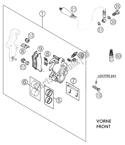 All parts for the Brake Caliper Front Brembo of the KTM 400 LS E MIL Europe 9390D4 2004