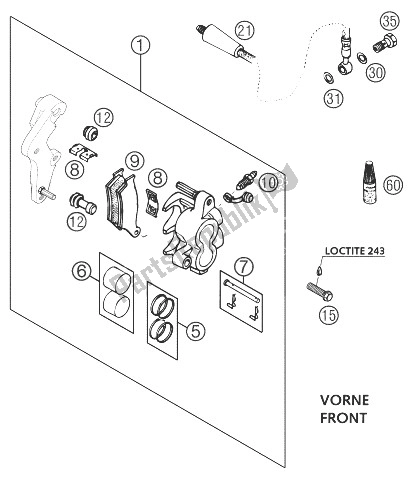 Tutte le parti per il Pinza Freno Anteriore Brembo del KTM 400 LS E MIL Europe 9390D5 2004