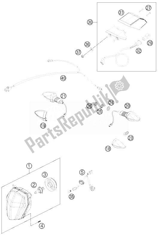 All parts for the Lighting System of the KTM 690 Enduro R USA 2013