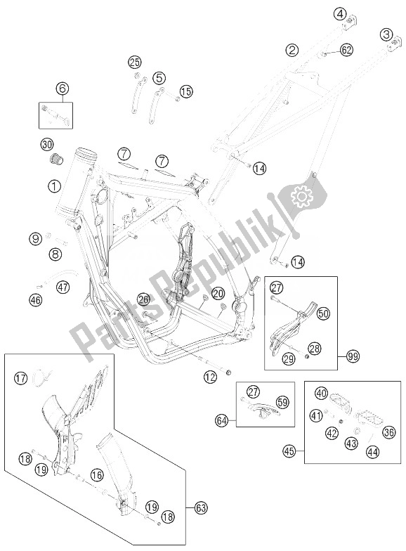 Toutes les pièces pour le Cadre du KTM 200 EXC Australia 2010