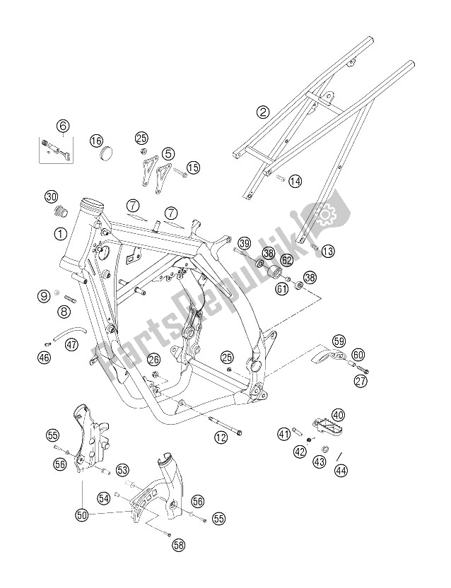 Alle onderdelen voor de Frame, Subframe van de KTM 300 EXC Europe 2006