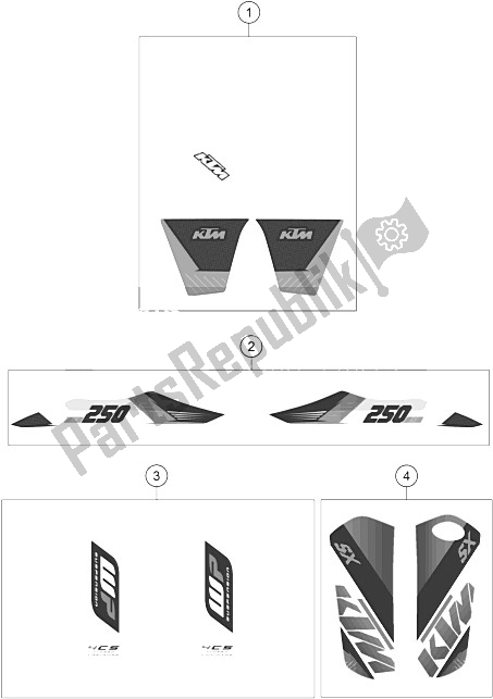 All parts for the Decal of the KTM 250 SX USA 2015