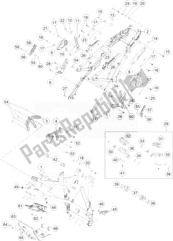 Tutte le parti per il Telaio del KTM 1190 ADV ABS Grey WES Europe 2014