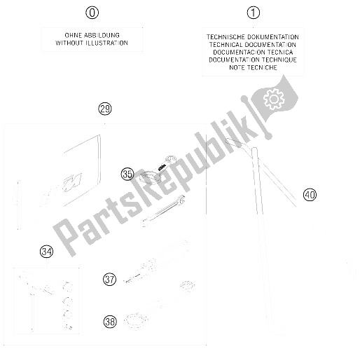 All parts for the Accessories Kit of the KTM 105 SX USA 2009