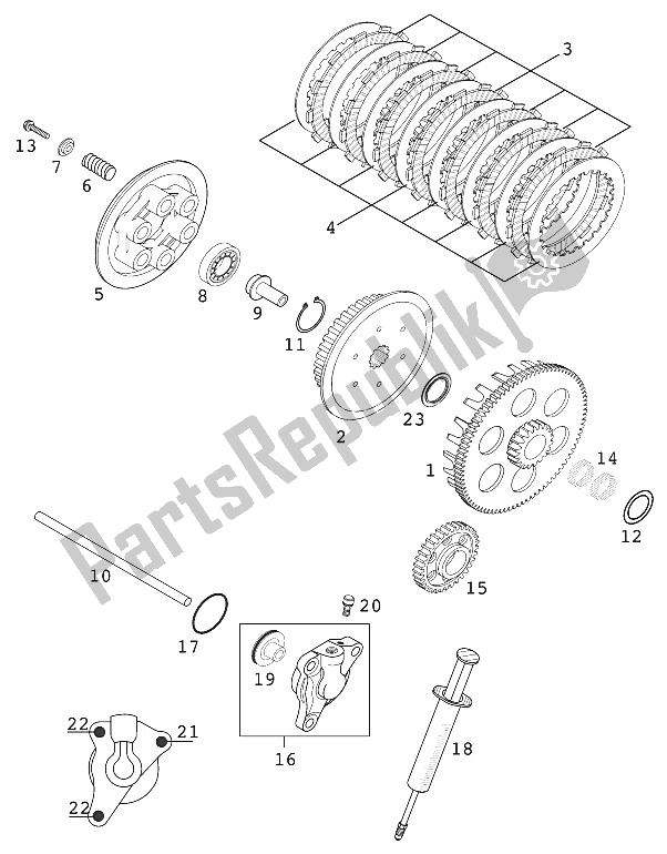 Toutes les pièces pour le Embrayage 400/520 Racing 2001 du KTM 400 EXC Racing USA 2001