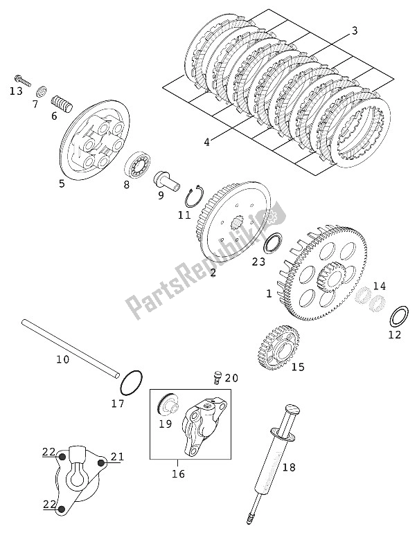 All parts for the Clutch 400/520 Racing 2001 of the KTM 540 SXS Racing Europe 2001