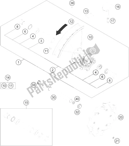 All parts for the Front Wheel of the KTM 250 XCF W USA 2015