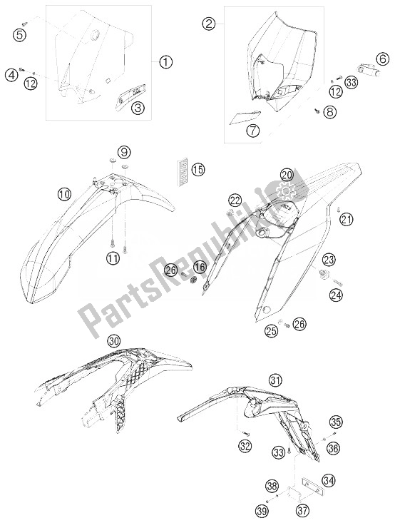 Toutes les pièces pour le Masque, Ailes du KTM 250 EXC F Australia 2010