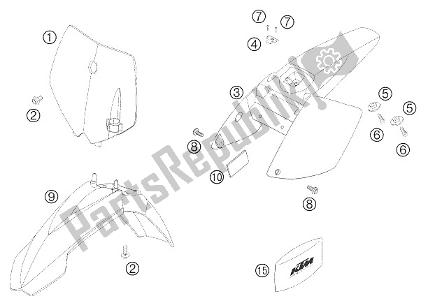 All parts for the Mask, Fenders of the KTM 65 SX Europe 2006