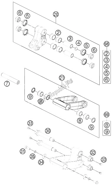 All parts for the Pro Lever Linking of the KTM 690 Enduro R ABS Australia 2015