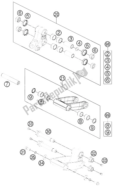 All parts for the Pro Lever Linking of the KTM 690 Enduro R ABS Europe 2016