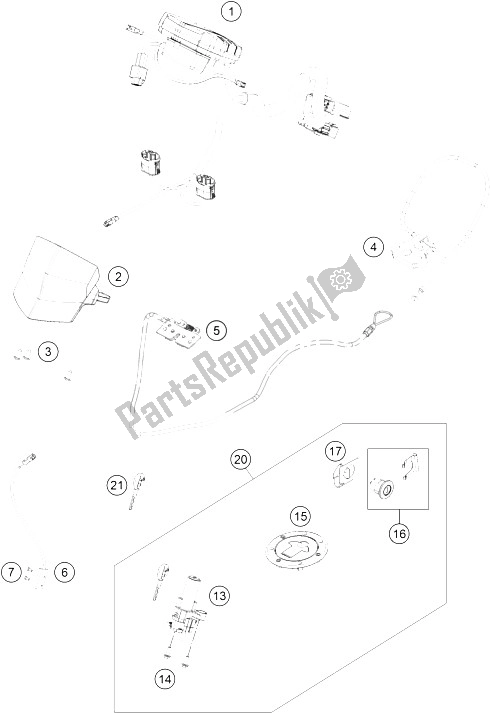 All parts for the Instruments / Locking System of the KTM RC 200 Black W O ABS CKD 15 Thailand 2015