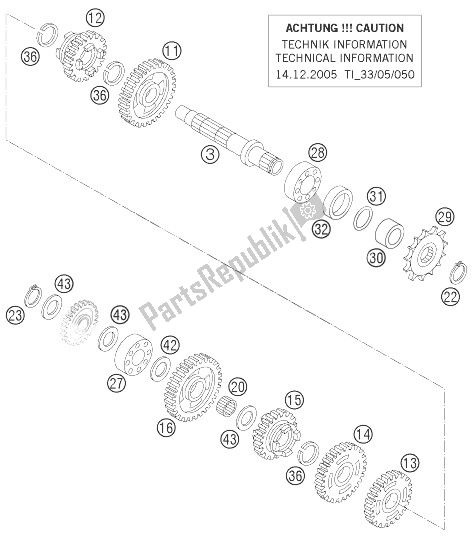 All parts for the Transmission Ii - Countershaft of the KTM 85 SX Europe 2003