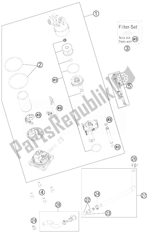 All parts for the Fuel Pump of the KTM 990 Supermoto R ABS France 2013