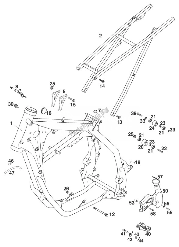 All parts for the Frame , 125-200 '98 of the KTM 125 SX 98 Europe 1998