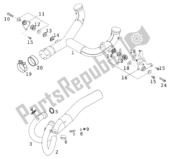 Tutte le parti per il Scarico Del Tubo, Connettore Duca del KTM 640 Duke II Lime Europe 2001