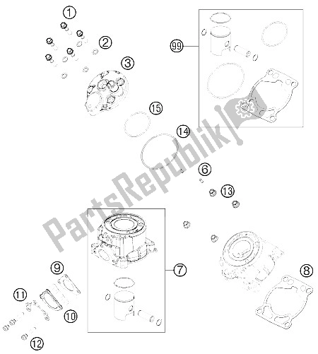 Todas las partes para Cilindro, Culata de KTM 50 SX Europe 2012 Todas las partes para Cilindro, Culata de KTM 50 SX Europe 2012