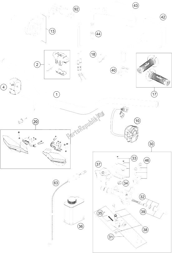 Toutes les pièces pour le Guidon, Commandes du KTM 350 EXC F USA 2015