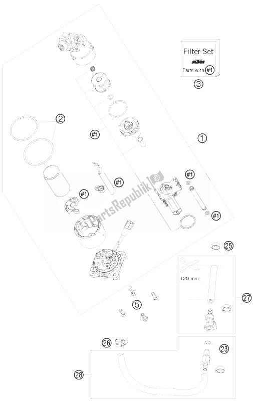 All parts for the Fuel Pump of the KTM 1190 RC8 Black Australia 2010