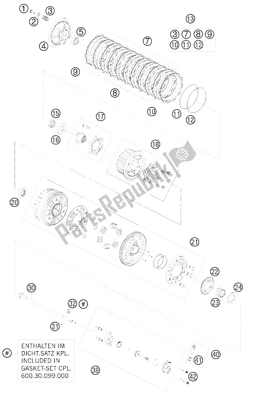 All parts for the Clutch of the KTM 990 Super Duke R Europe 2009