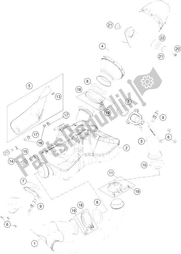 All parts for the Exhaust System of the KTM 1290 Superduke R S E ABS 16 Australia 2016