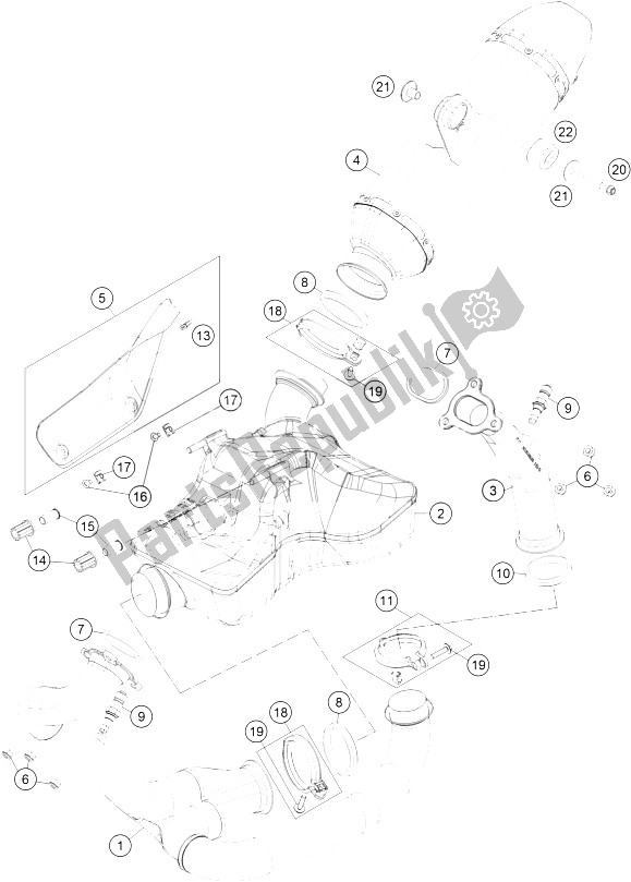 All parts for the Exhaust System of the KTM 1290 Superduke R S E ABS 16 USA 2016