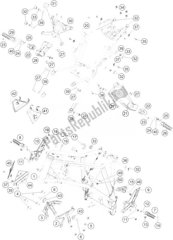 All parts for the Frame of the KTM 1290 Superduke R Black ABS 14 Europe 2014