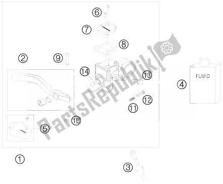 All parts for the Hand Brake Cylinder of the KTM 50 SX Europe 2010