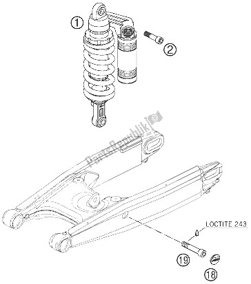 All parts for the Shock Absorber of the KTM 990 Supermoto Orange Australia United Kingdom 2008