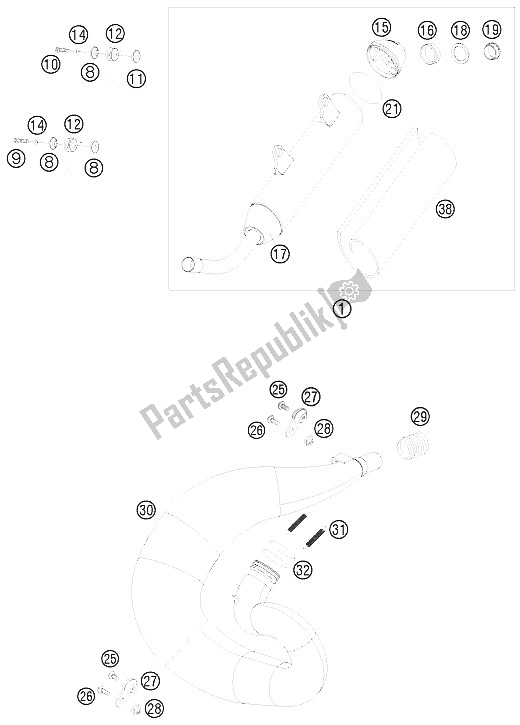 All parts for the Exhaust System of the KTM 300 XC USA 2008