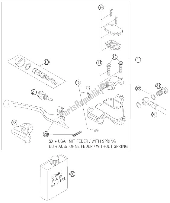 Todas las partes para Cilindro De Freno De Mano de KTM 525 EXC G Racing USA 2006