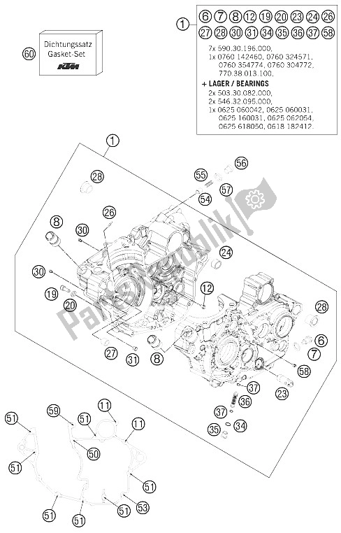 Todas las partes para Caja Del Motor de KTM 250 SX F Europe 2012