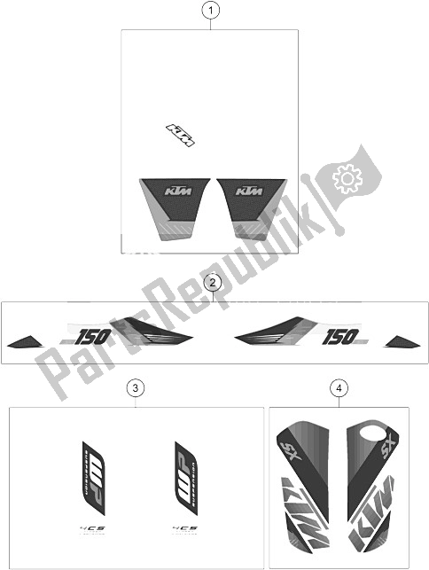 Alle onderdelen voor de Sticker van de KTM 150 SX USA 2015