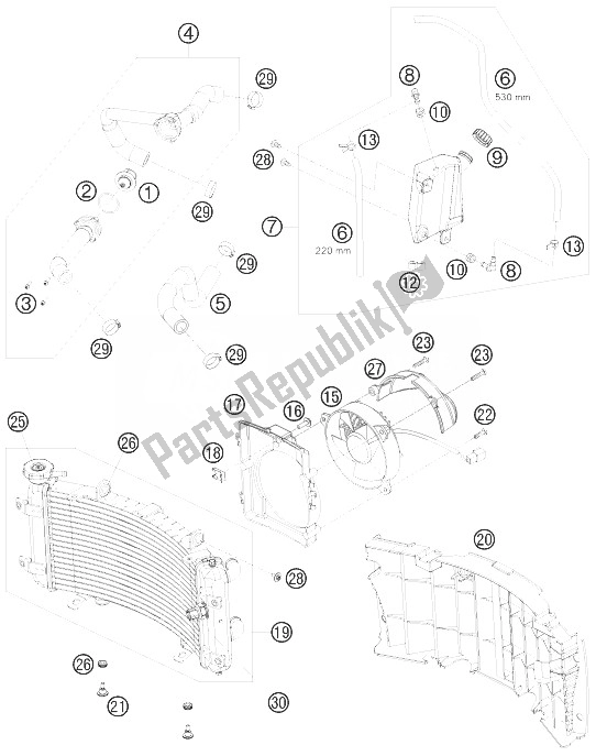 All parts for the Cooling System of the KTM 450 XC ATV Europe 2010