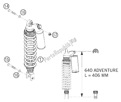 All parts for the Monoshock Wp of the KTM 640 Adventure Europe 2005