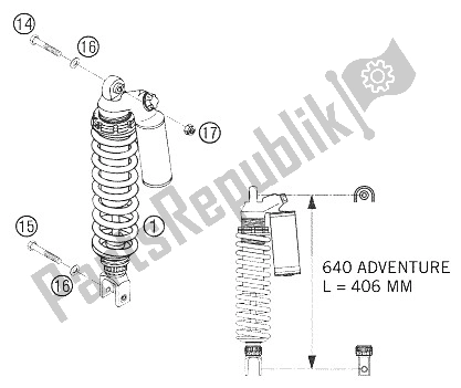 All parts for the Shock Absorber of the KTM 640 LC4 Adventure Europe 2006